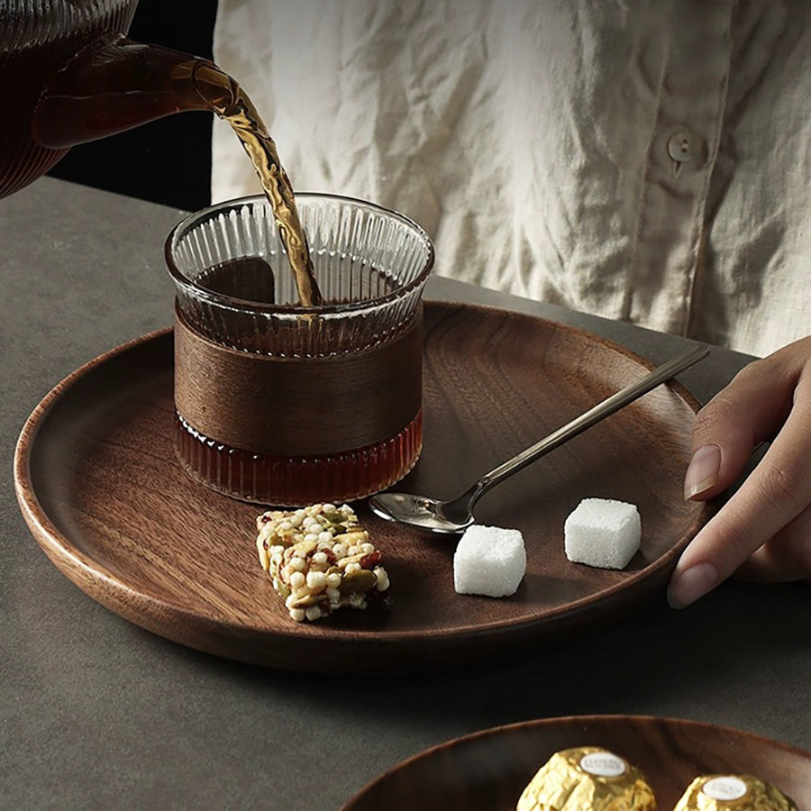 Solid Black Walnut Serving Platter - Handcrafted Wooden Tray for Coffee, Snacks & Decor