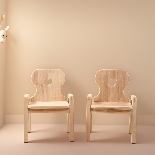 Solid Wood Children's Chair (Heart Pattern or Little Bear Pattern)