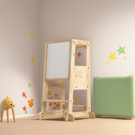 Wooden Adjustable Kids Kitchen Learning Stool
