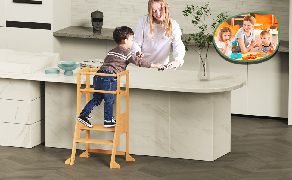 wooden toddler step stool tower