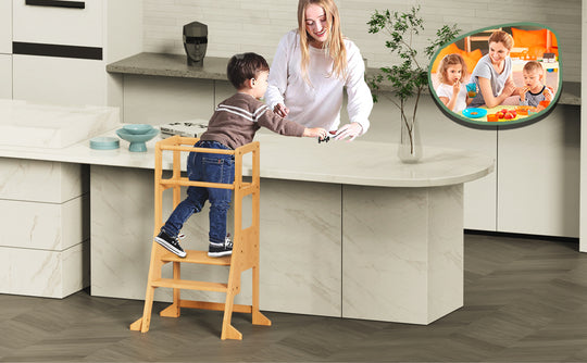 wooden toddler step stool tower