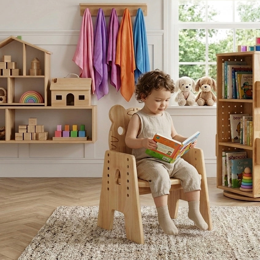 Tiger backrest adjustable kids desk chair for reading and drawing