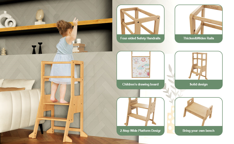wooden toddler step stool tower